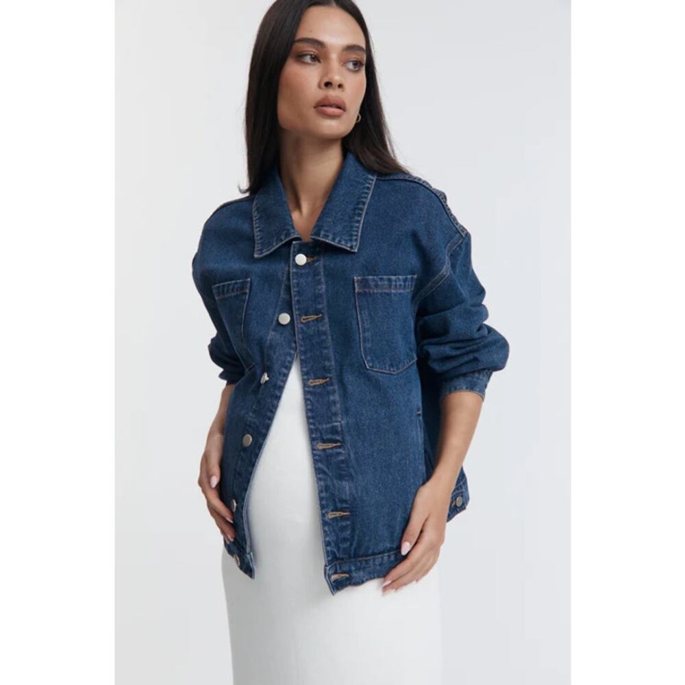 NWT Legoe Heritage Long Sleeve Denim Trucker Jacket Denim Blue Women's Size XS